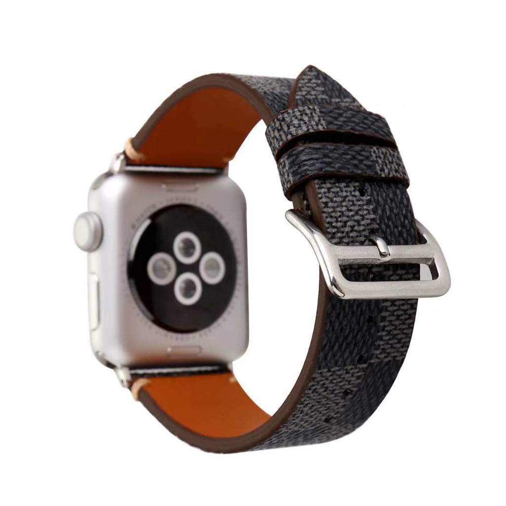 Apple Watch Leather Grid Strap - Black