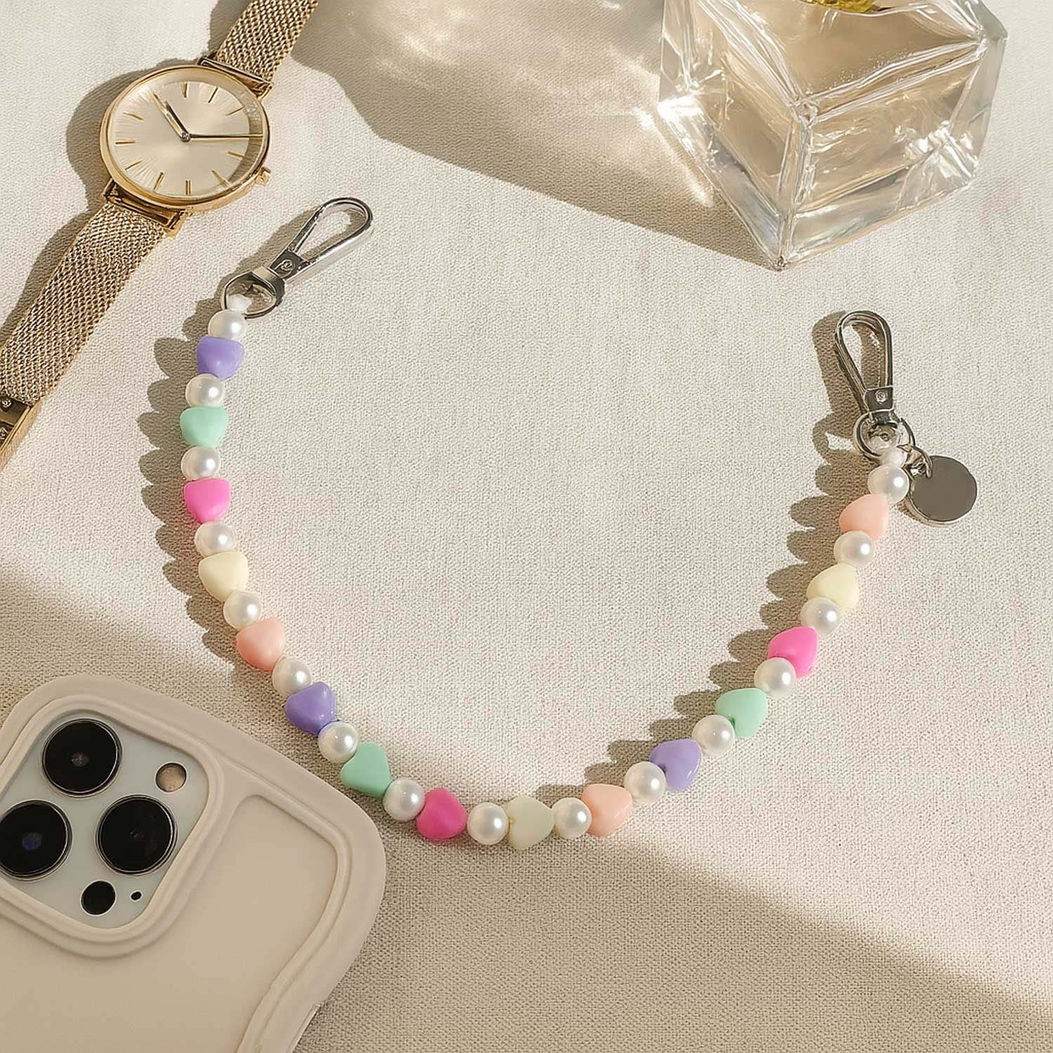 Beach phone cord - multi colour - silver