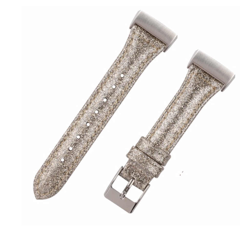 Fitbit Charge 3 &Amp; 4 Leather Glitter Strap - Gold
