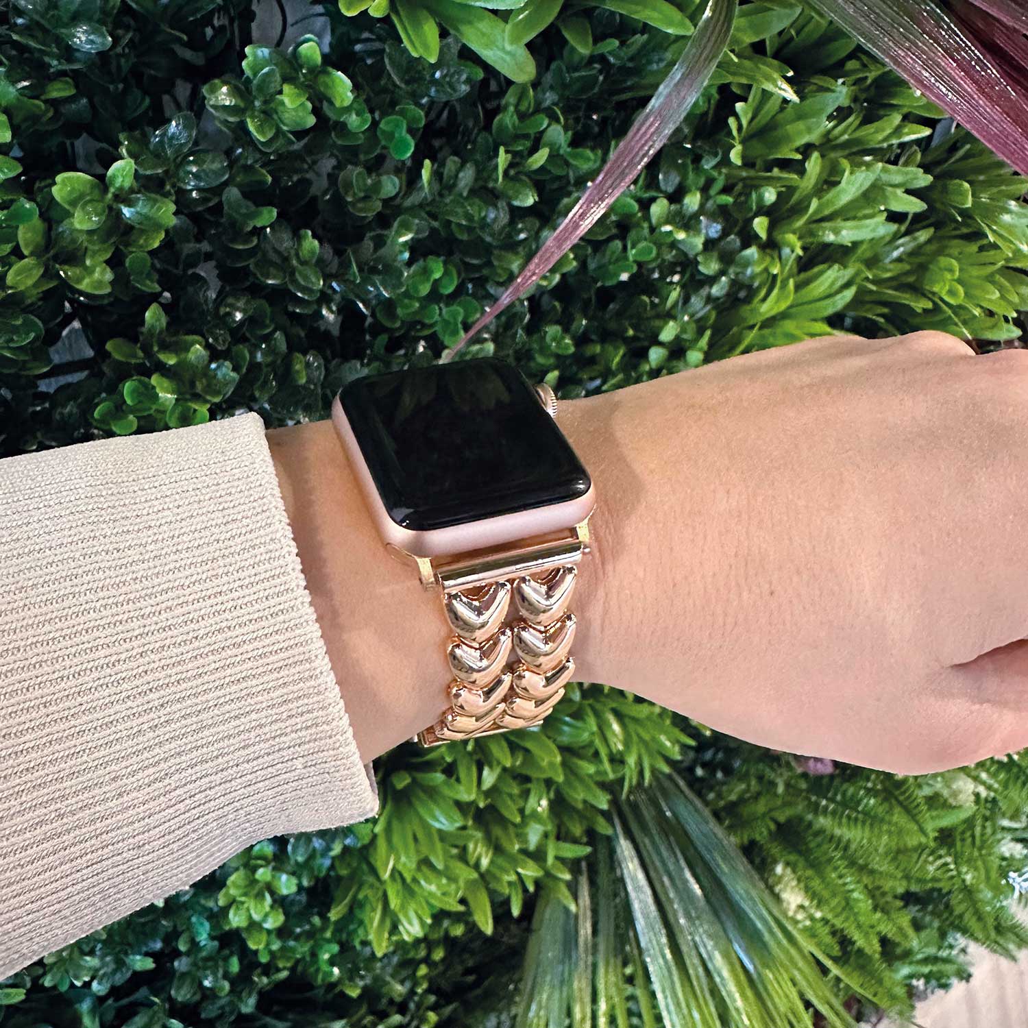 Apple Watch Heart Steel Link Strap - Rose Gold