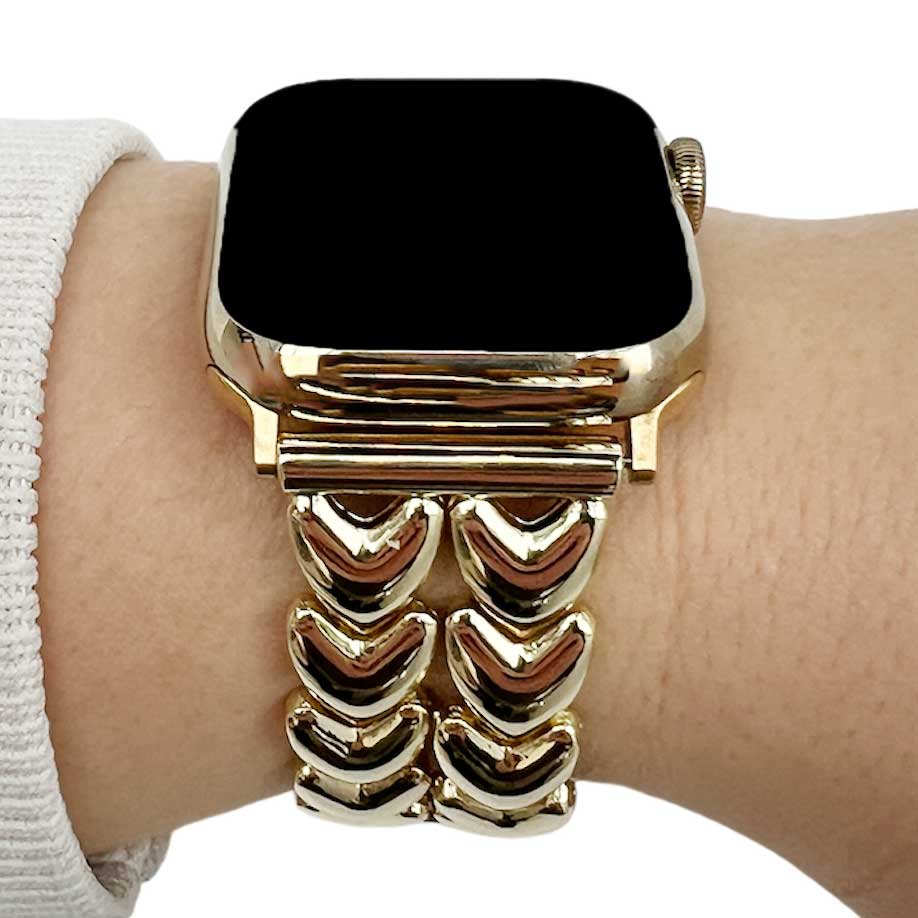 Apple Watch Heart Steel Link Strap - Gold