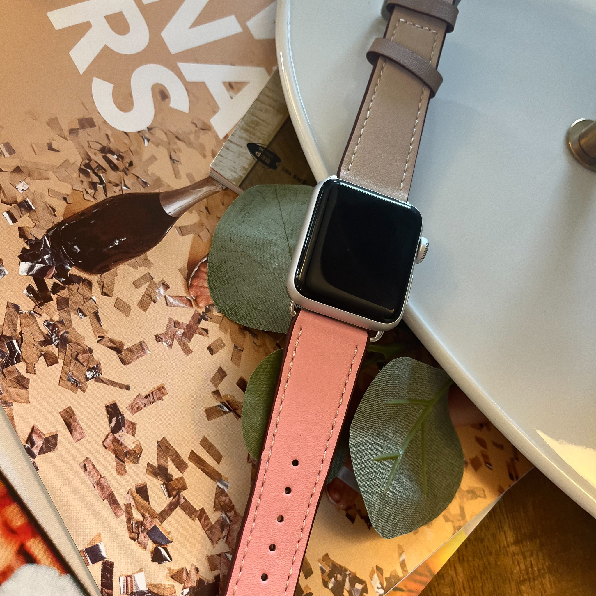 Apple Watch Leather Sing Tour - White Pink