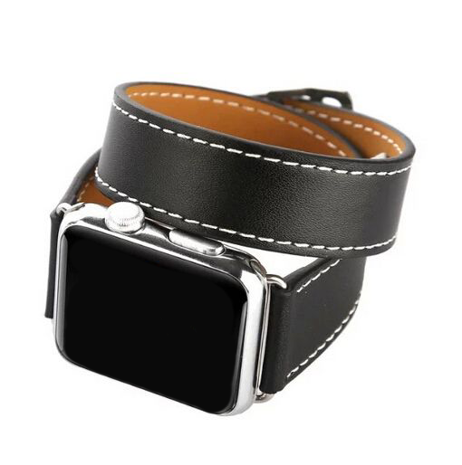 Apple Watch Leather Long Loop Strap - Black