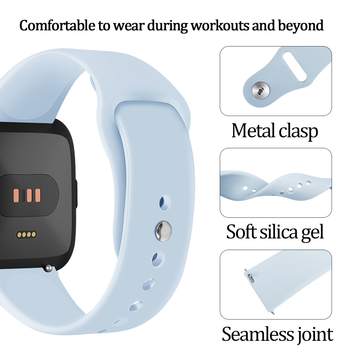 Fitbit Versa Silicone Sport Strap - Light Blue