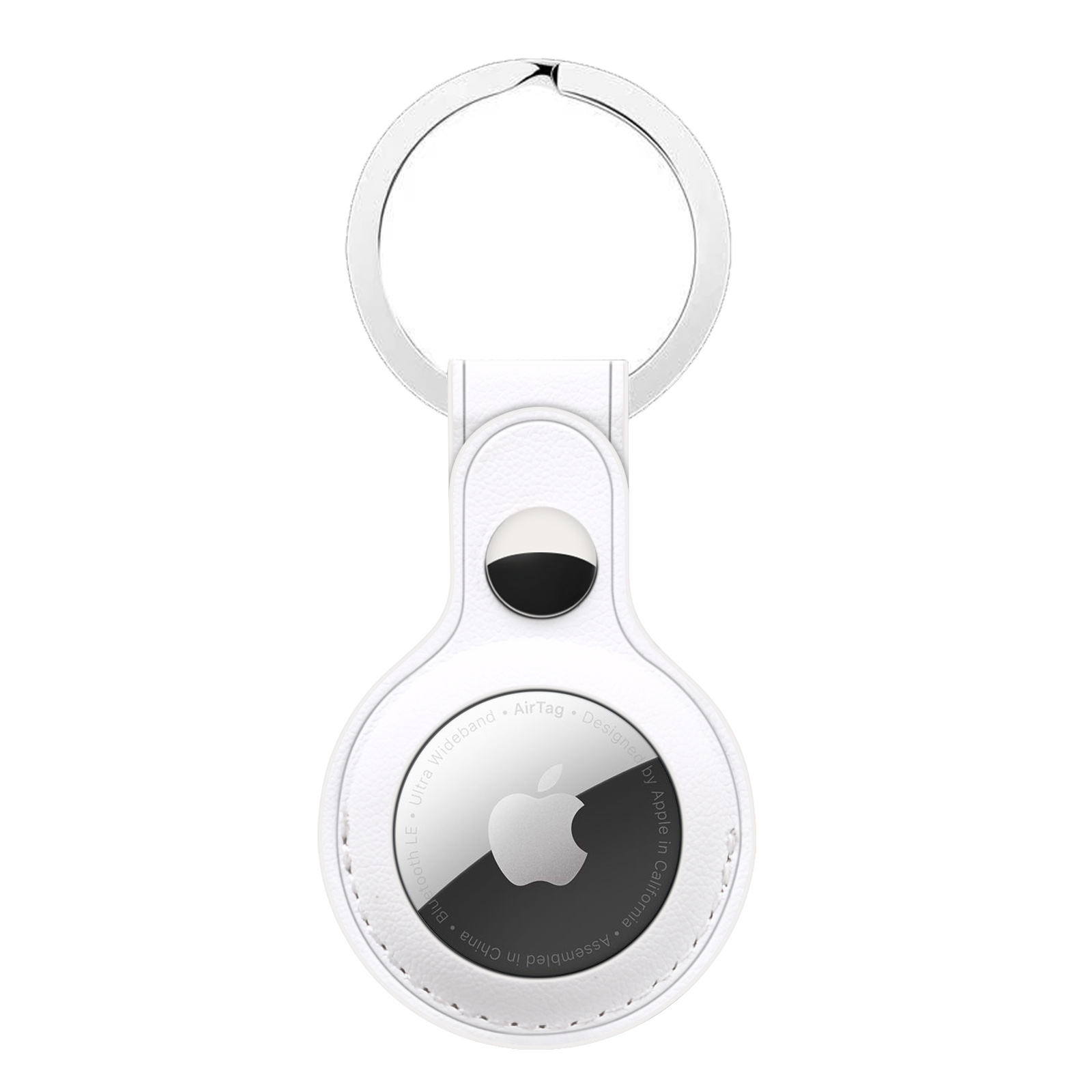 Airtag Leather Key Ring - White
