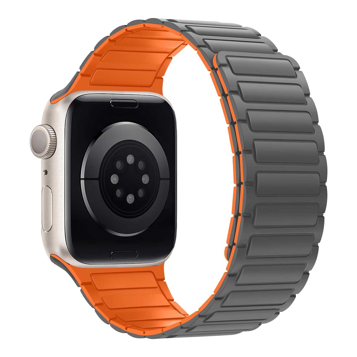 Apple Watch strap Zyro - silicone - grey orange
