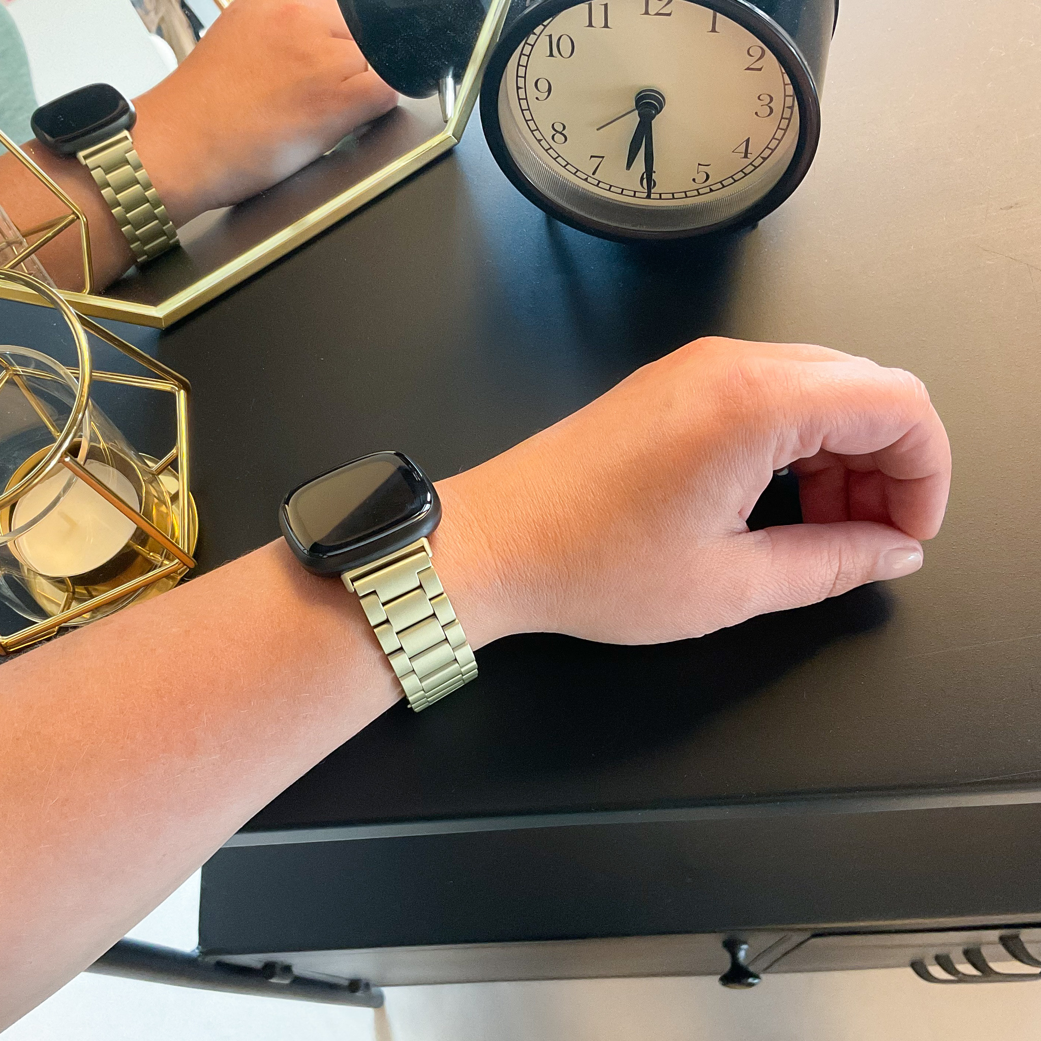 Fitbit Versa 3 / Sense Beads Steel Link Strap - Champagne