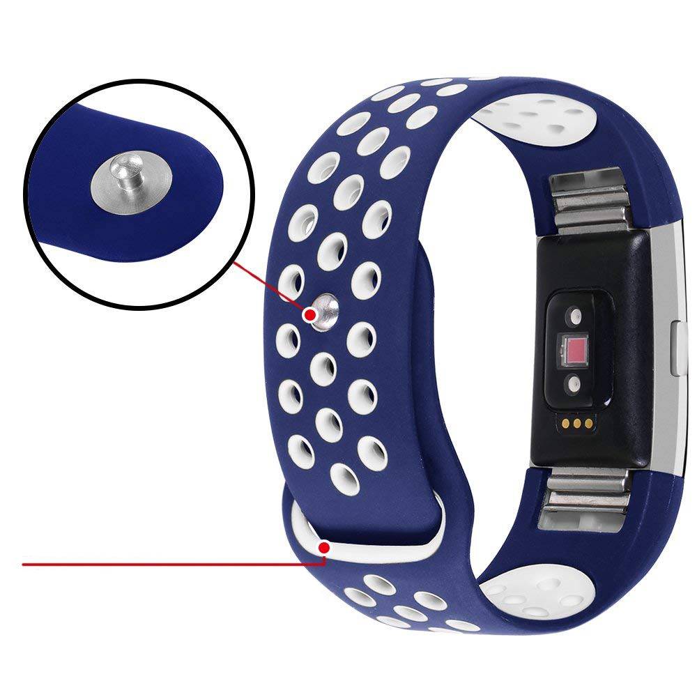 Fitbit Charge 2 Double Sport Strap - Dark Blue White