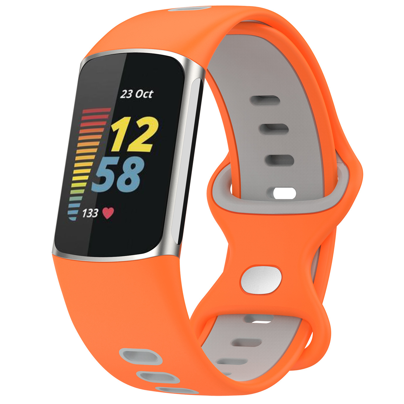 Fitbit Charge 5 Double Sport Strap - Orange Grey