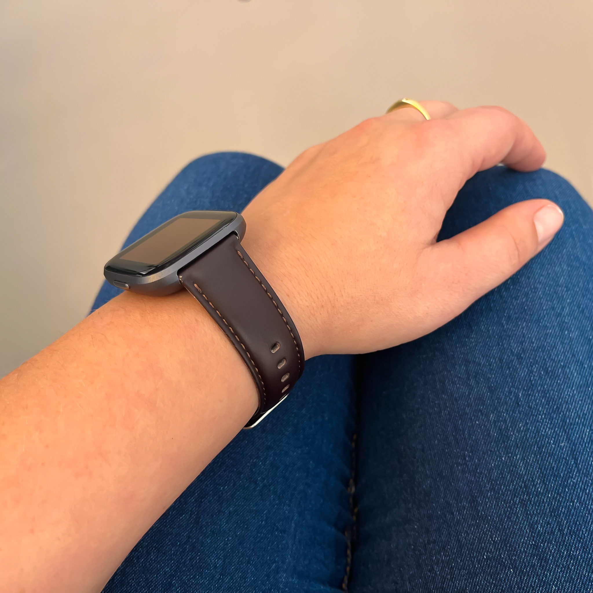 Fitbit Versa Genuine Leather Strap - Dark Brown