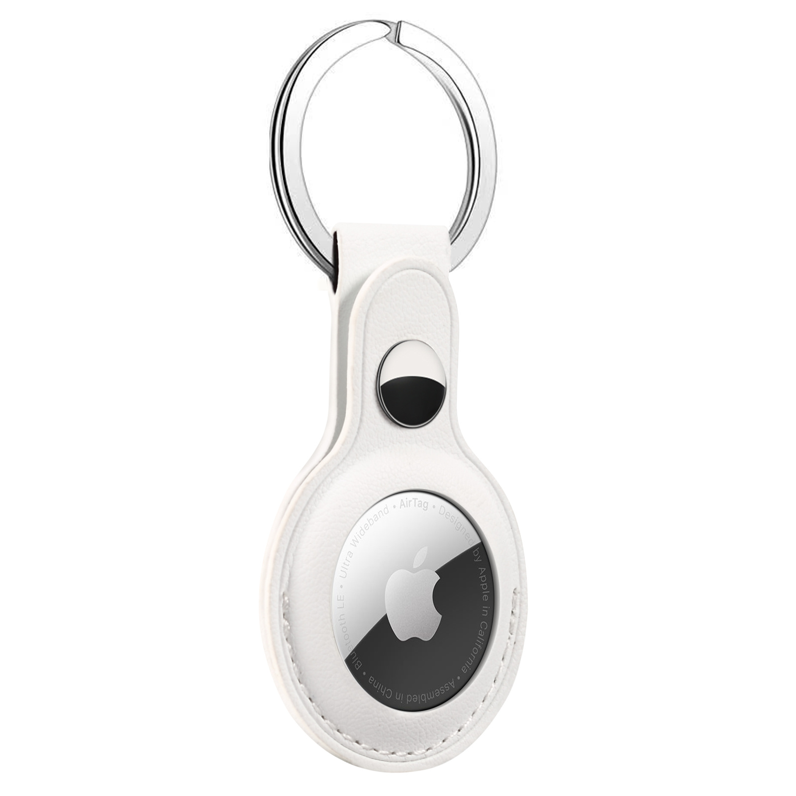 Airtag Leather Key Ring - White