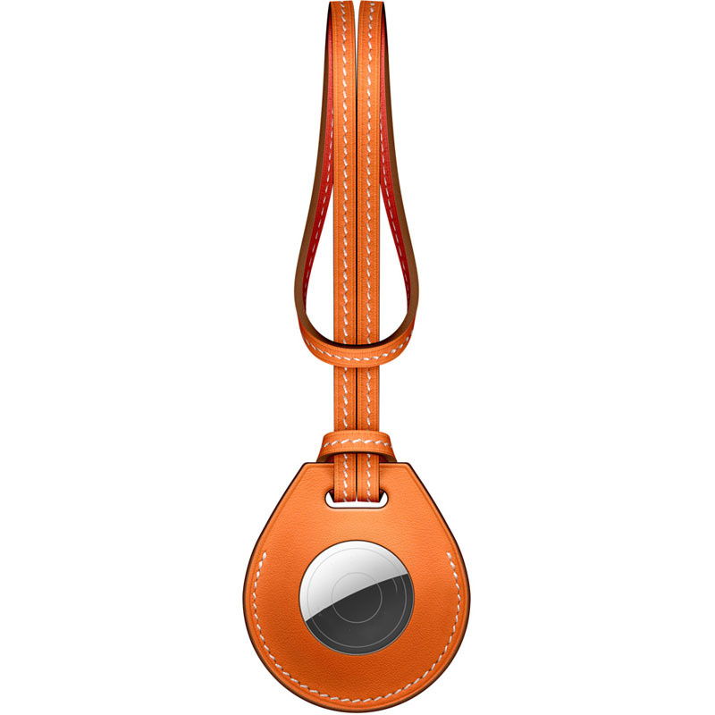 Airtag Leather Loop Key Ring - Orange