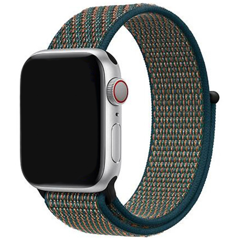 Apple Watch Nylon Sport Loop Strap - Hyper Crimson Neptune Green