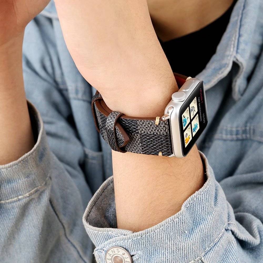 Apple Watch Leather Grid Strap - Black