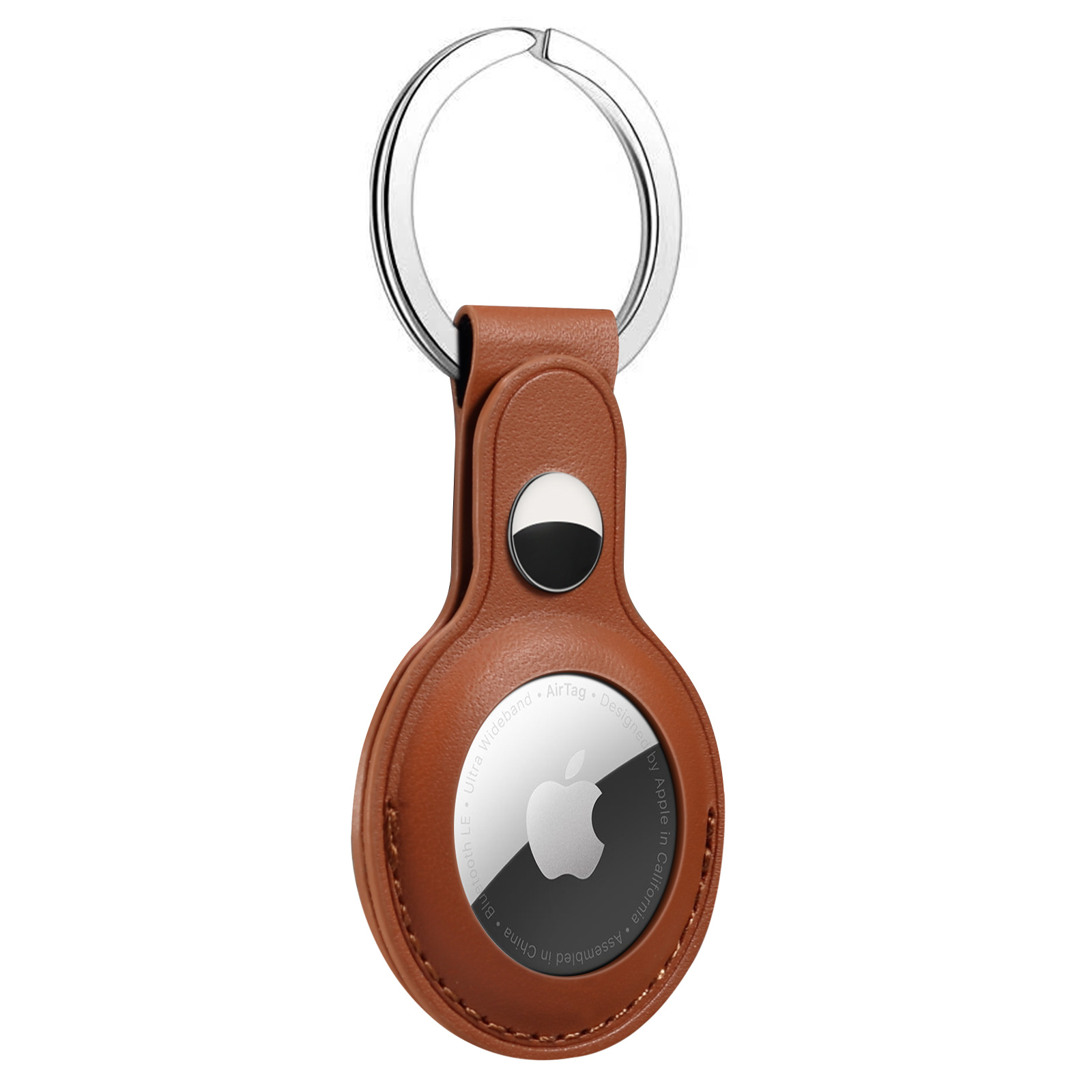 Airtag Leather Key Ring - Brown