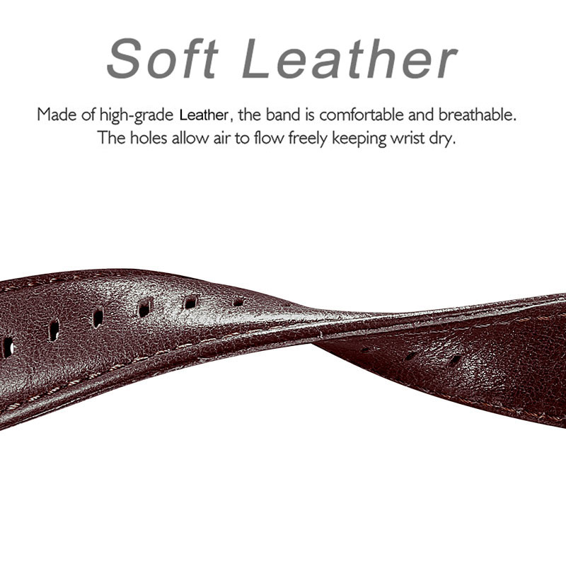 Garmin Vivoactive / Vivomove Genuine Leather Strap - Dark Brown