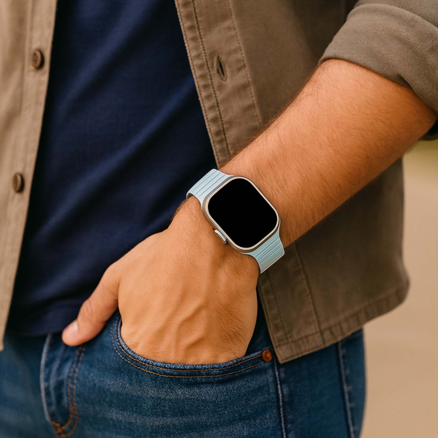 Apple Watch strap Vetra - silicone - light blue