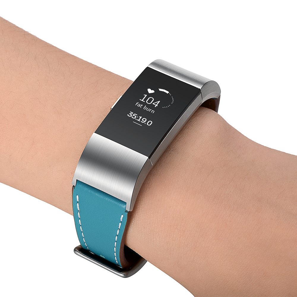Fitbit Charge 2 Premium Leather Strap - Light Blue