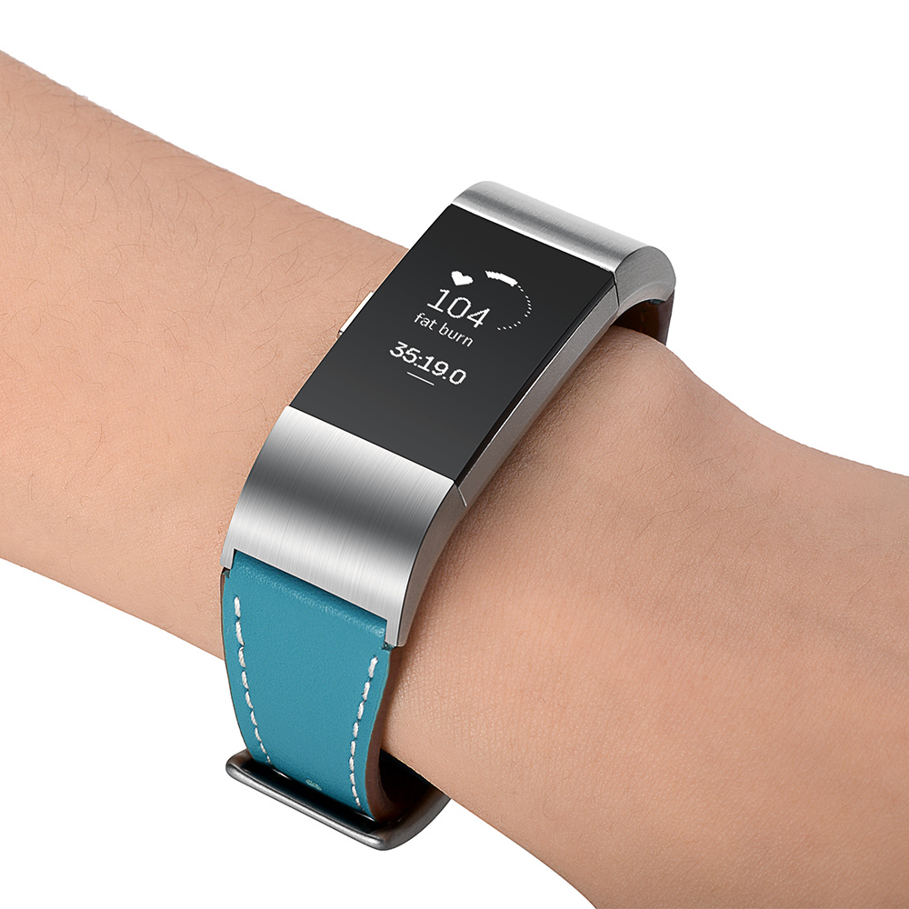 Fitbit Charge 2 Premium Leather Strap - Light Blue