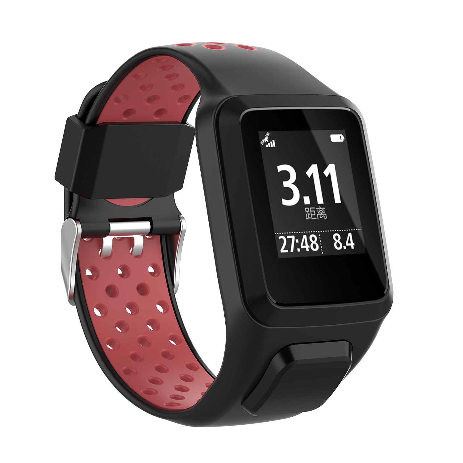Tomtom Runner / Spark / Adventure Double Sport Strap - Black Red