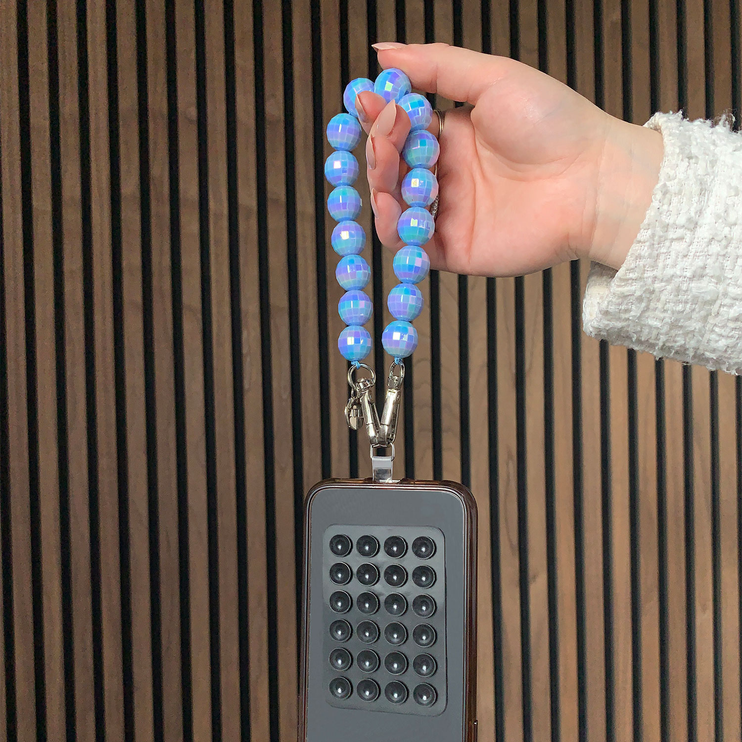 Phone cord disco - blue - silver