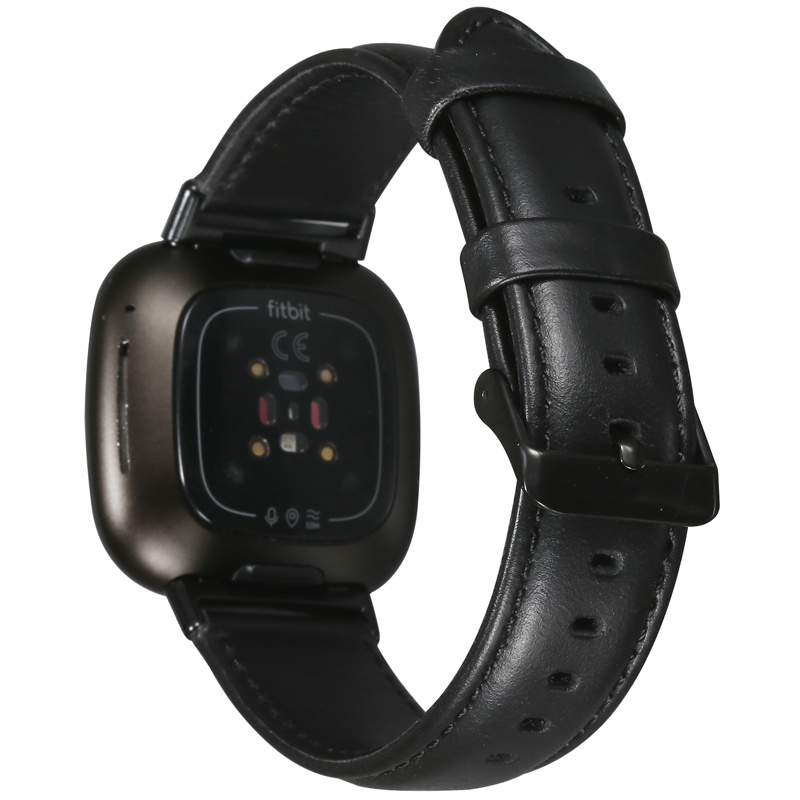 Fitbit Versa 3 / Sense Genuine Leather Strap - Black