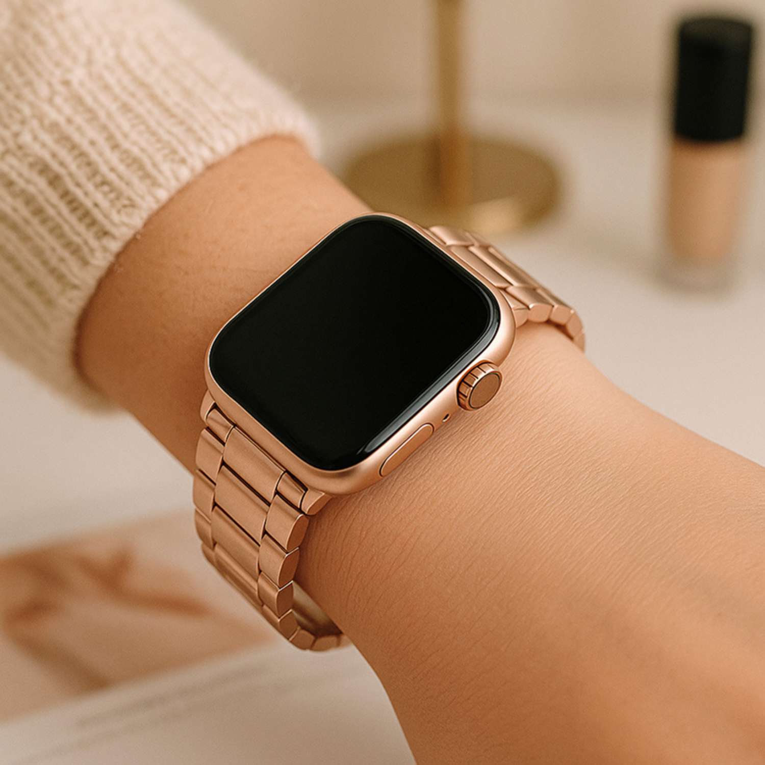 Apple Watch Beads Steel Link Strap - Rose Gold