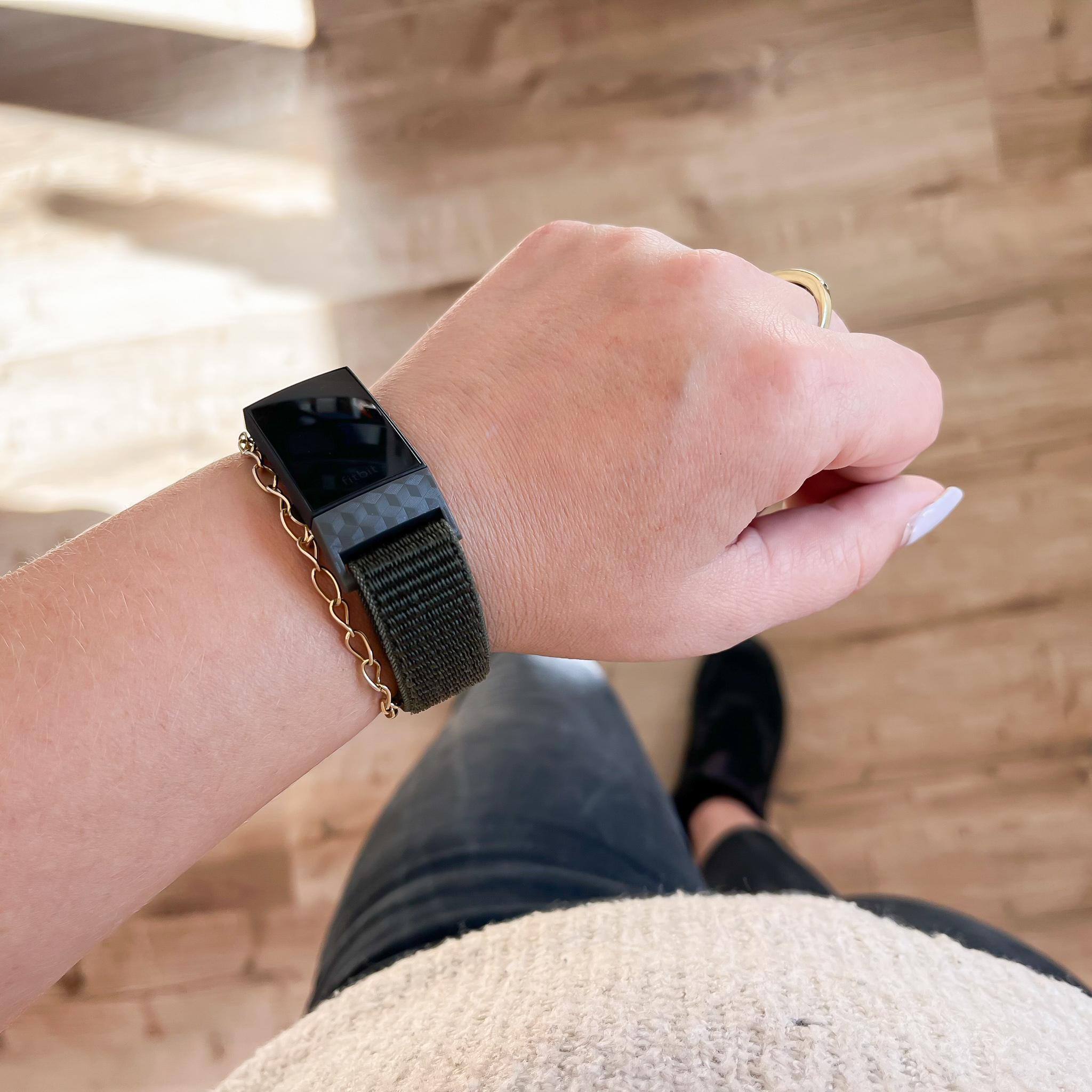 Fitbit Charge 3 &Amp; 4 Nylon Strap - Army Green