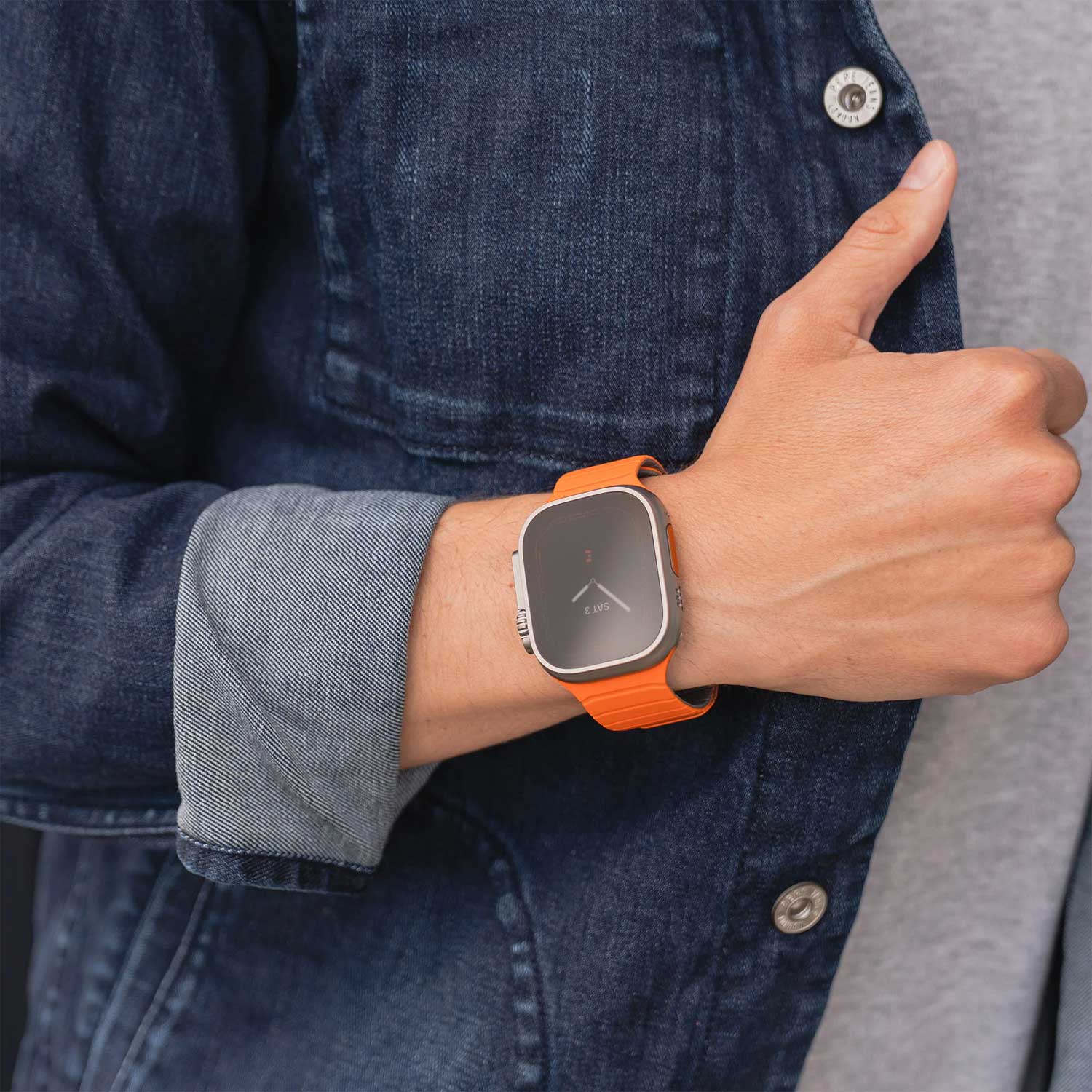 Apple Watch strap Vetra - silicone - orange grey