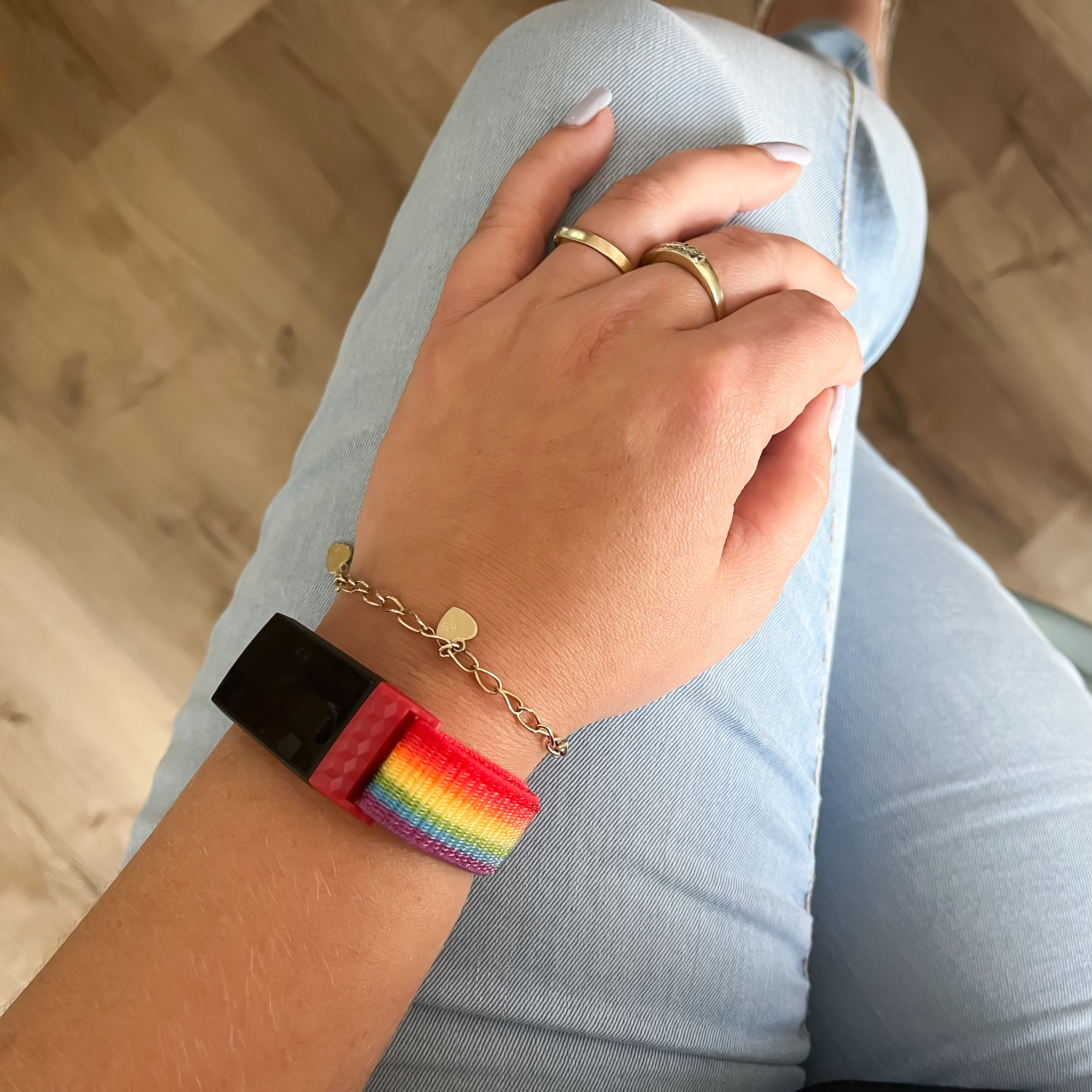 Fitbit Charge 3 &Amp; 4 Nylon Strap - Rainbow