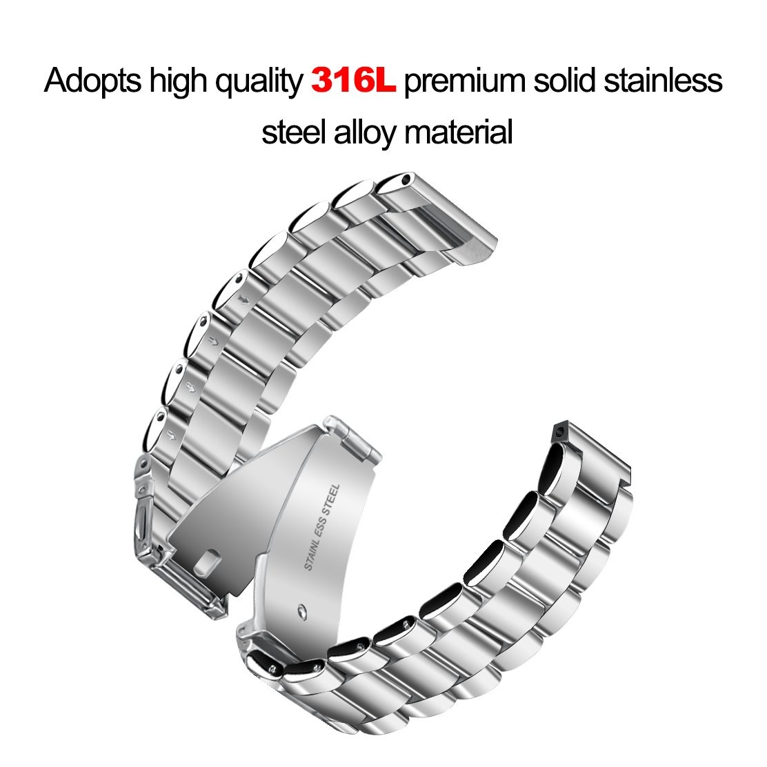 Fitbit Versa Beads Steel Link Strap - Silver