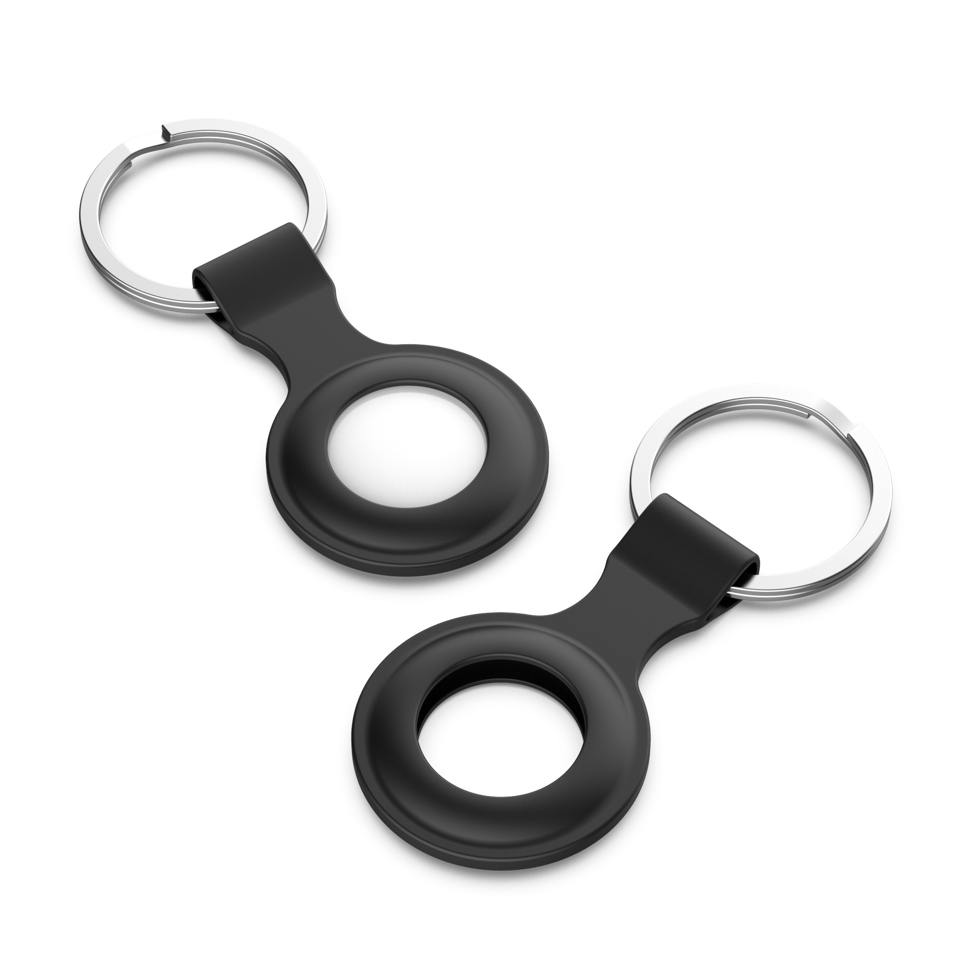Airtag Silicone Ring Key Ring - Black