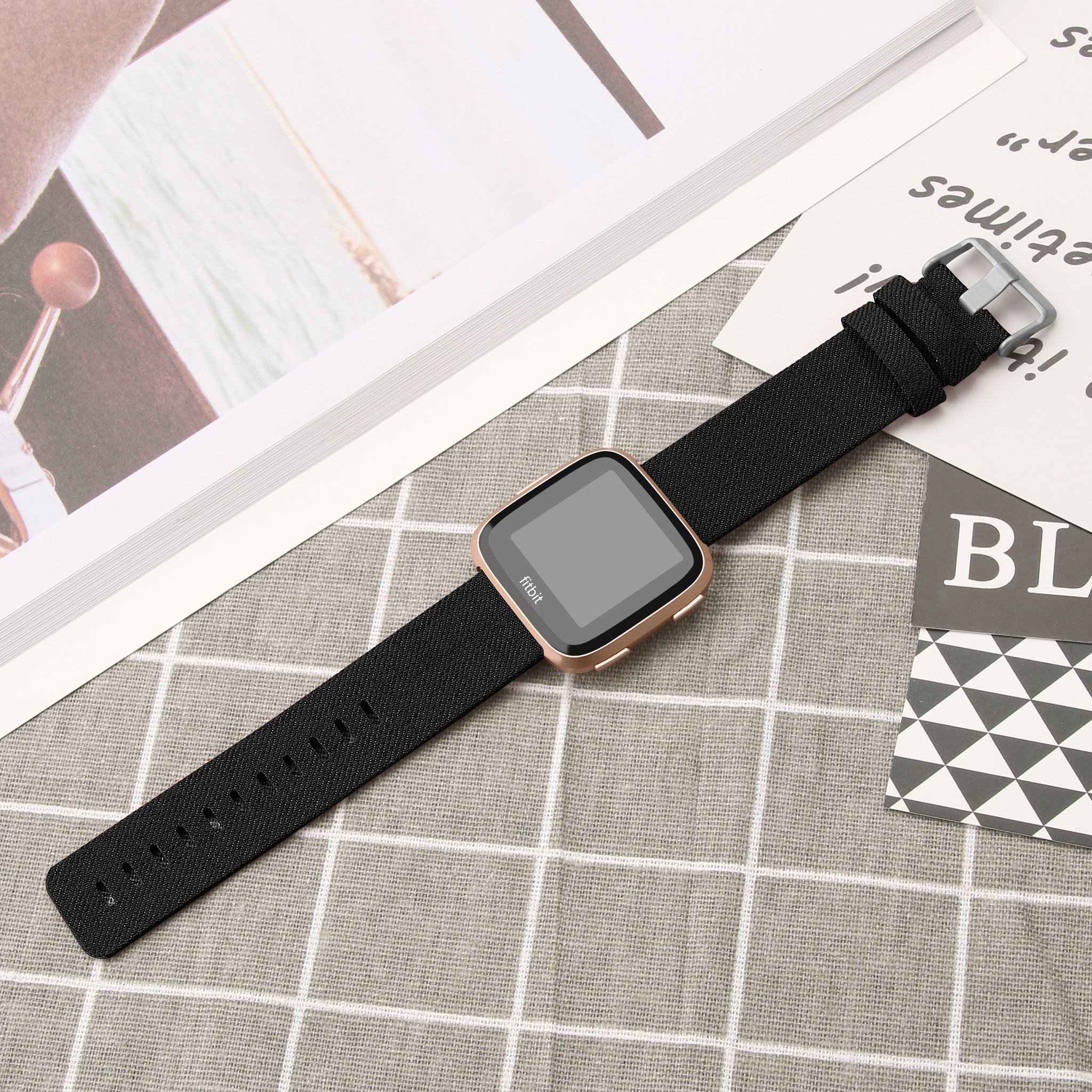 Fitbit Versa Nylon Buckle Strap - Black