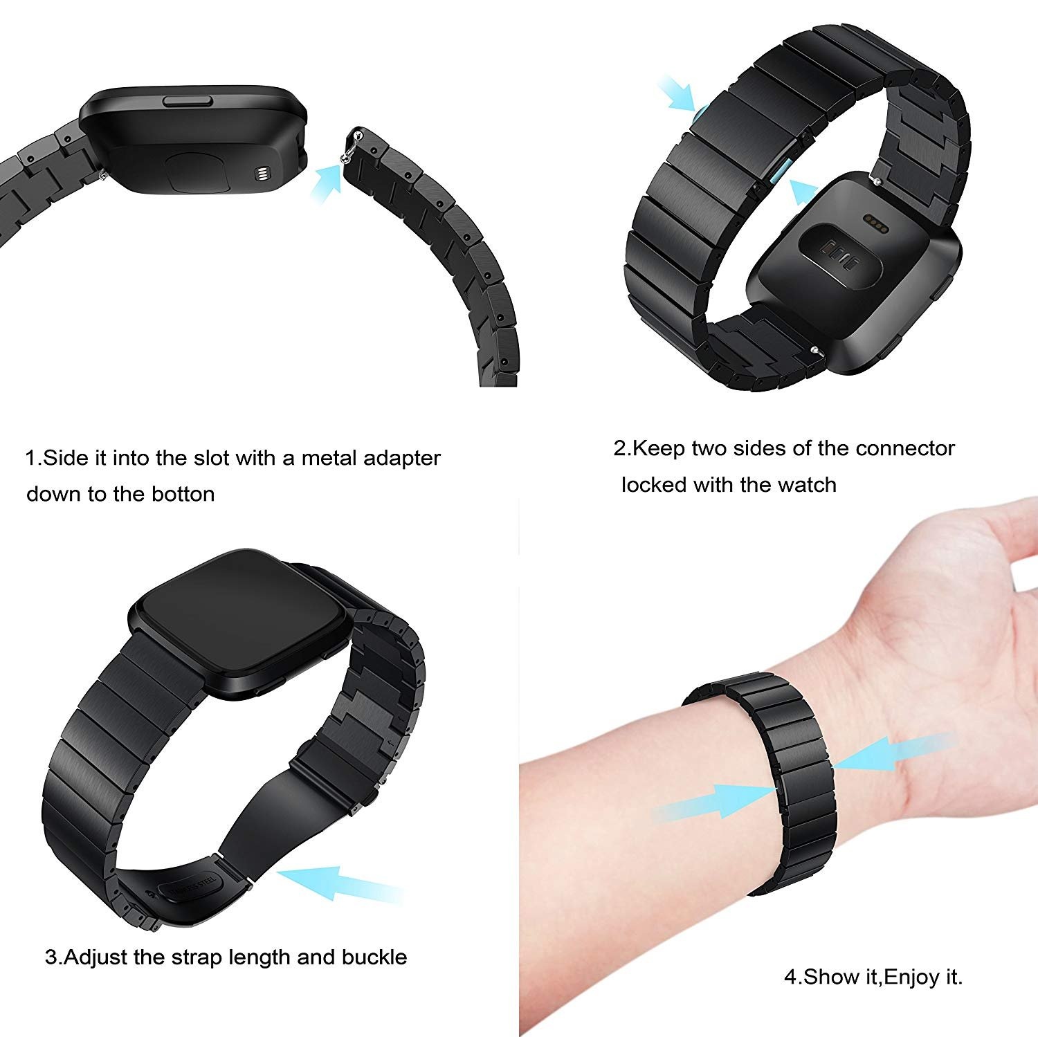 Fitbit Versa Steel Link Strap - Black