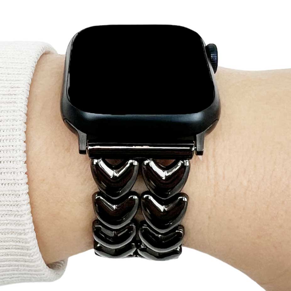 Apple Watch Heart Steel Link Strap - Black