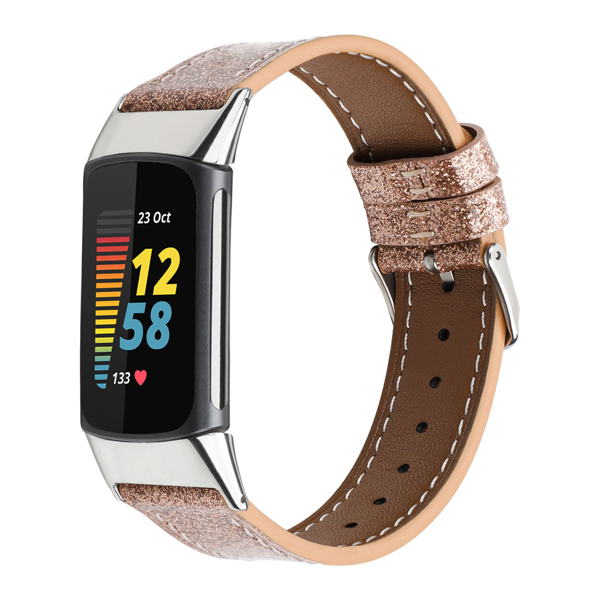 Fitbit Charge 5 Leather Strap - Rose Gold