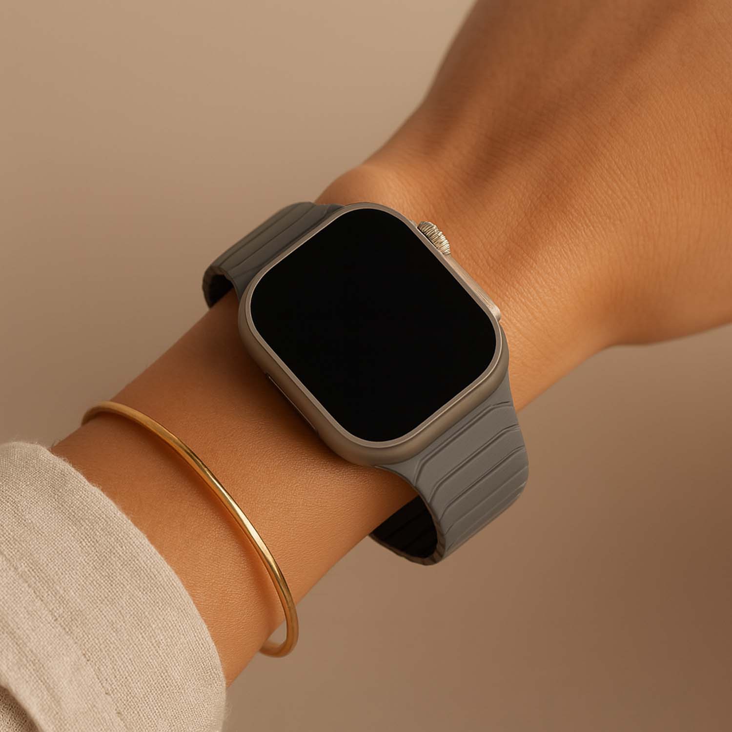 Apple Watch strap Vetra - silicone - grey black