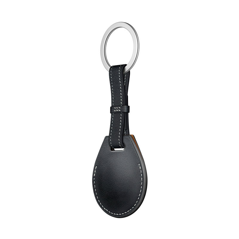 Airtag Leather Ring Key Ring - Black
