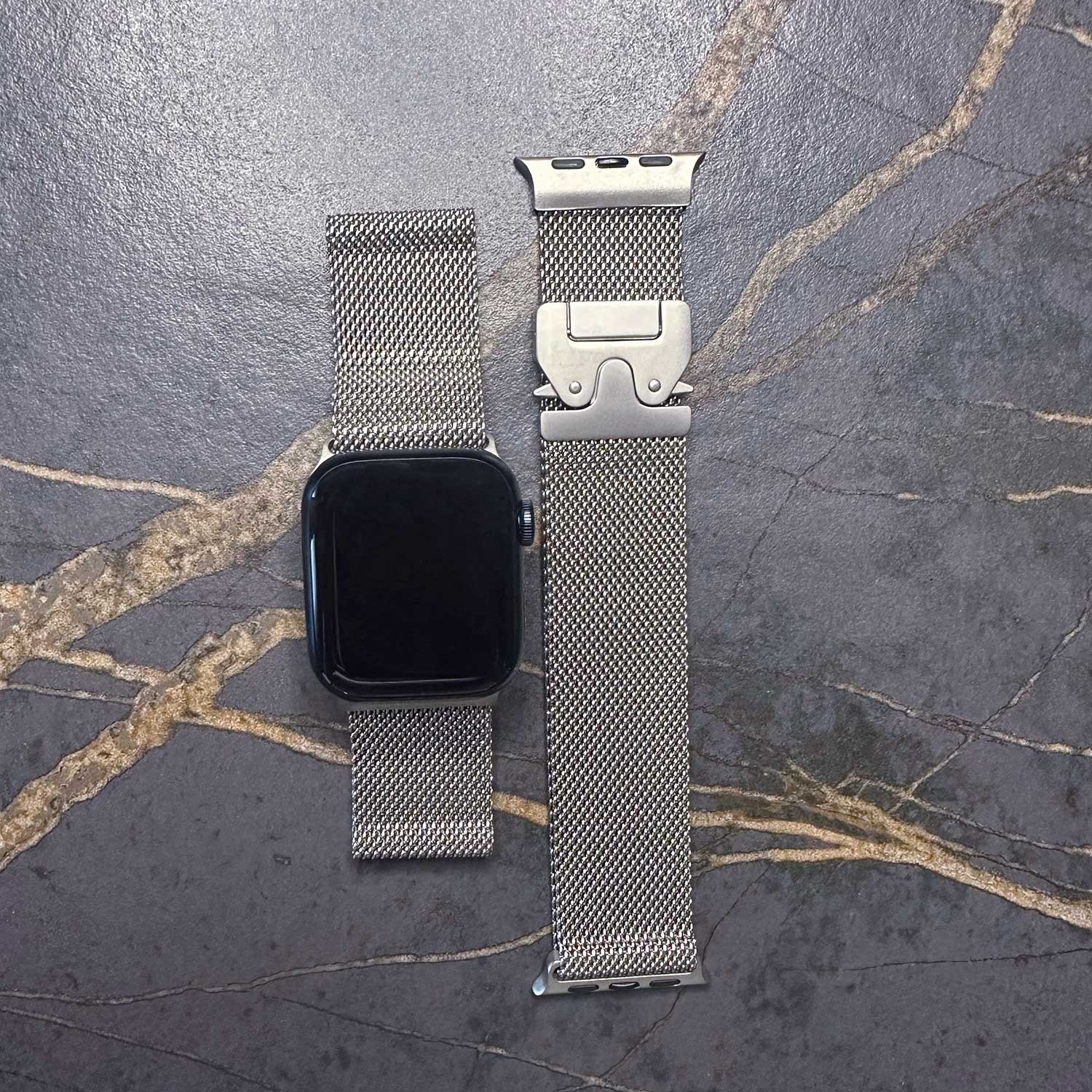 Apple Watch Milanese Buckle Loop Band - Natural Titanium