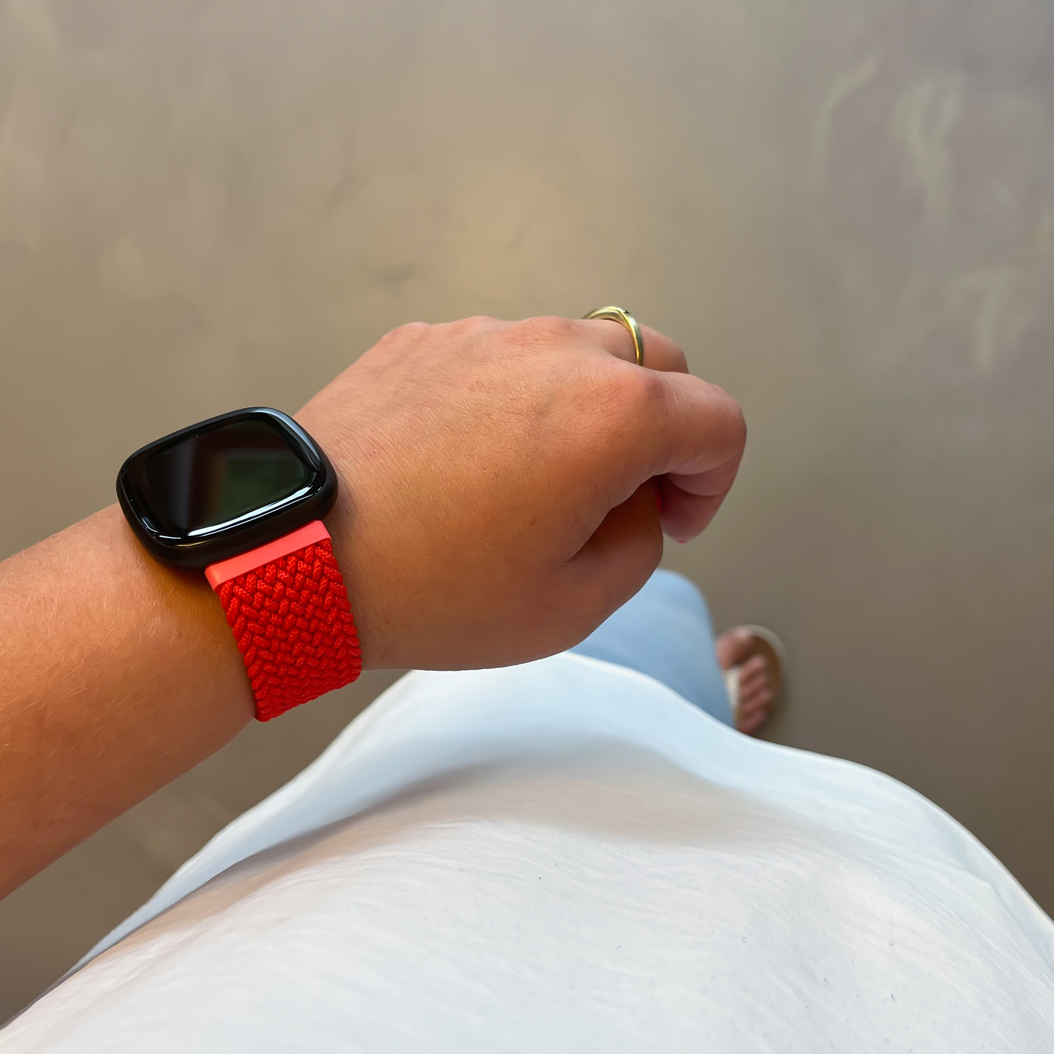 Fitbit Versa 3 / Sense Nylon Braided Solo Strap - Red