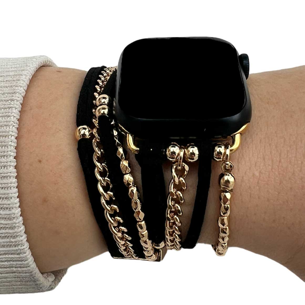 Apple Watch Jewellery Strap – Nancy Black Gold 